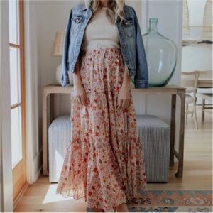 J Crew organic cotton maxi skirt in Liberty Garden of Life fabric. Size Small.